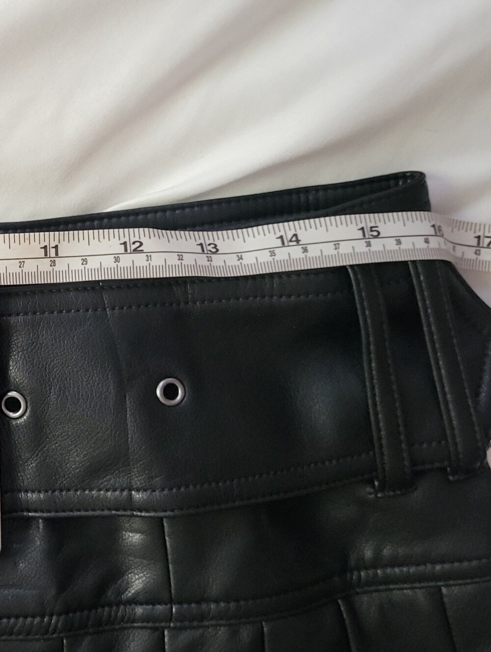 Pilcro Anthropologie Black Faux Leather Pleated Midi Belted Button Front 10 - Picture 3 of 4